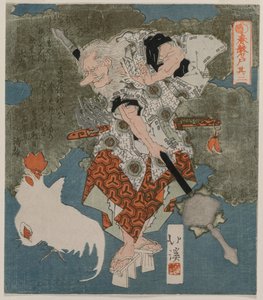 Neben einem weißen Hahn und einer Henne (aus der Serie Die Frühlingshöhle) von Totoya Hokkei