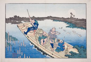 Fähre überquert den Sumida-Fluss, aus dem Album "Freunde der drei Hauptstädte (Santo no tomoe)" von Totoya Hokkei
