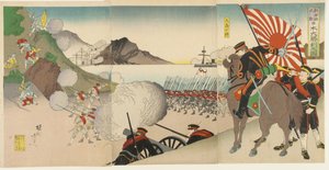 Der große japanische Sieg bei Songhwan, Korea, August 1894 von Toyohara Chikanobu