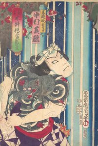 Imaginäres Porträt, Shuihuzhuan der Bühne: Toryudai Mitate Suikoden Torodai - Schauspieler Nakam, 1875 von Toyohara Kunichika