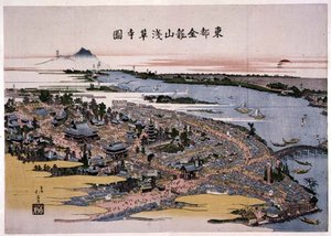 Kinryuzan Senso-ji Tempel in der östlichen Hauptstadt (Edo) ca. 1820 (Holzschnitt)
