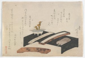 Surimono, das einen Schreibtisch darstellt, Edo-Periode, ca. 1800-10 von Toyota Hokkei