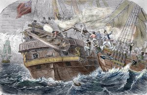 Eroberung der Kent durch den französischen Freibeuter Robert Surcouf von Trichon (after)