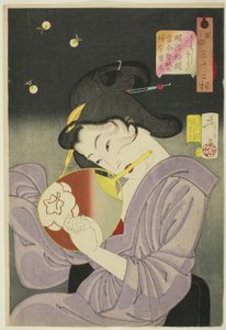 Erfreut (Ureshiso), aus der Serie "Zweiunddreißig Aspekte von Frauen (Fuzoku sanjuniso)"