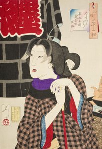 Erwartungsvoll: Das Erscheinungsbild der Frau eines Feuerwehrmanns in der Kaei-Ära von Tsukioka Yoshitoshi