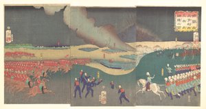 Manöver dreier Kategorien französischer und englischer Soldaten von Tsukioka Yoshitoshi