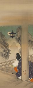 Murasaki Shikibu im Ishiyamadera-Tempel, basierend auf dem Druck..., ca. 1892