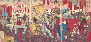 Party des Polizeipräsidenten: Ein Geschenk von Essen und Trinken, September 1877 von Tsukioka Yoshitoshi