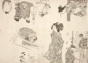 Vorzeichnungen für Illustrationen zu Melodramen von Tsukioka Yoshitoshi