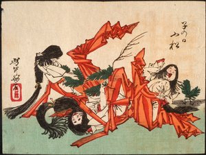 Ziehen von Kieferntrieben am Tag der Ratte von Tsukioka Yoshitoshi