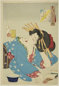 Nachlässig (Shidaranasaso), aus der Serie "Zweiunddreißig Aspekte von Frauen (Fuzoku sanjuniso)"