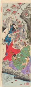 Taira Koremochi besiegt die Teufelsfrau auf dem Berg Togakushi (Taira no Koremochi Togakushiyama kijo taiji no zu) von Tsukioka Yoshitoshi