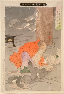 Die bösen Gedanken des Priesters Raigō von Miidera verwandeln ihn in eine Ratte von Tsukioka Yoshitoshi