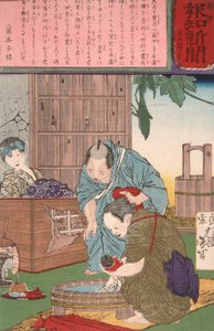 Drillinge, die einem Bauern und seiner Frau geboren wurden von Tsukioka Yoshitoshi