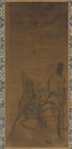Ein Unsterblicher und ein Hirsch, die einen Drachen am Himmel betrachten von Tuan Shigen