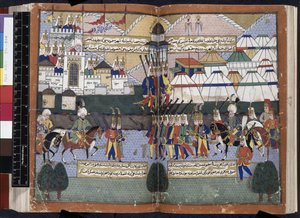 Osmanische Armee von Lala Mustafa Pasha paradieren vor den Mauern von Tiflis, aus 