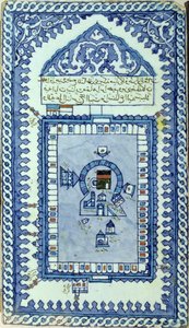 Fliese mit der Großen Moschee von Mekka