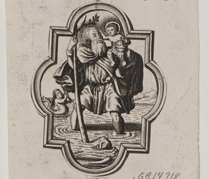 Emblem mit dem heiligen Christophorus