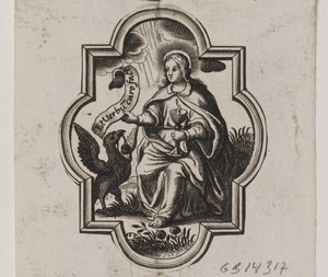 Emblem mit dem Evangelisten Johannes von Ubekendt