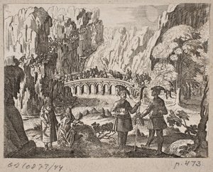 Karawane, die eine Brücke überquert