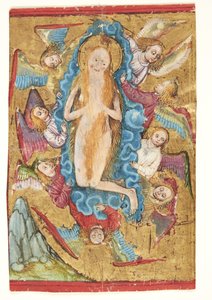 Frau wird von Engeln in den Himmel geführt