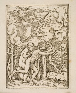 Marie Magdalene kniend an einem Kreuz