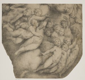 Gottvater von Engeln in Wolken getragen, nach der Kuppel in Cortemaggiore