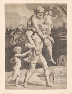 Aeneas flieht mit seiner Familie aus Troja
