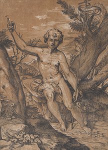 Der junge Heilige Johannes der Täufer in der Wildnis, ca. 1520-27 von Ugo da Carpi