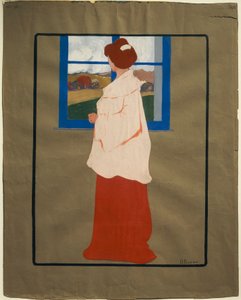 Frau am Fenster (Herbst), um 1908, von Umberto Boccioni von Umberto Boccioni