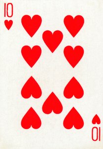10 der Herzen aus einem Kartenspiel von Goodall & Son Ltd., ca. 1940