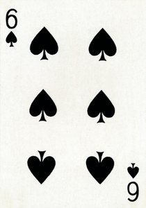 6 der Pik aus einem Kartenspiel von Goodall & Son Ltd., um 1940 von Unbekannt