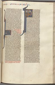 74. Fol. 463r, Apostelgeschichte, historiierte Initiale P, die Himmelfahrt, um 1275-1300 von Unbekannt