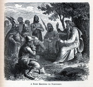 Ein Barde rezitiert vor Nordmännern, 1882 von Unbekannt