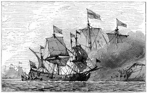 Ein französisches Brûlot-Feuerschiff, 18. Jahrhundert, 1898