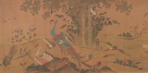 Hundert Vögel verehren die Phönixe, Qing-Dynastie, 18. Jahrhundert