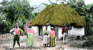 Ein jamaikanisches Dorf, um 1900