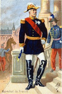 A: Marschall von Frankreich. Gravur in "Militäralphabet". Initialen des Illustrators: A. D. Unbekannter Herausgeber. Chromolithographien Ende des 19. Jahrhunderts. Dim: 10,5x7cm von Unbekannt