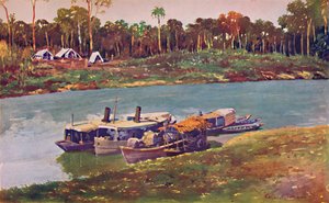 Ein Militärlager an einem Abschnitt des oberen Amazonas, dreitausend Meilen vom Meer entfernt, 1914