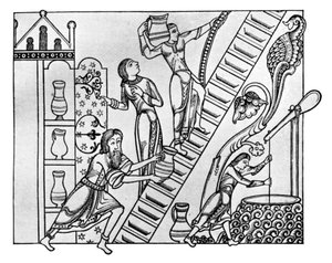 Ein normannischer Butler und seine Assistenten, 1910