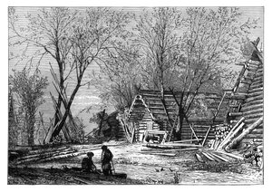 Ein russisches Dorf am Ufer der Wolga, ca. 1890 von Unbekannt