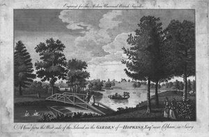 Ansicht der Insel im Garten von Hopkins, Esqr. nahe Cobham in Surry, um 1760 von Unbekannt