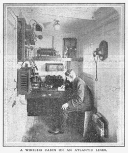 Eine Funkkabine auf einem Atlantikliner, 20. April 1912 von Unbekannt
