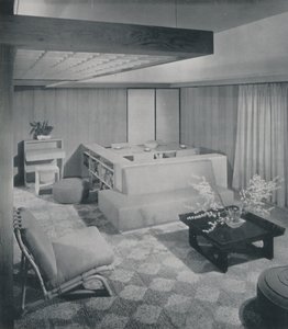Eine kombinierte Wohn- und Esszimmer, 1942 von Unbekannt