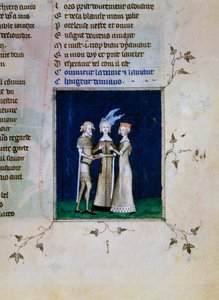 Ein Ritter und eine Dame tauschen Ringe, ca. 1350 von Unbekannt