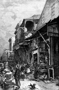 Ein Marktplatz in San Francisco, Kalifornien, USA, Mitte des 19. Jahrhunderts, ca. 1880 von Unbekannt