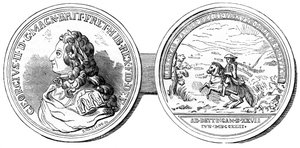 Eine Medaille zur Erinnerung an die Schlacht bei Dettingen, 1743, 19. Jahrhundert