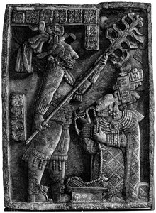 Ein Opfer vor dem Maya-Gott Kukulkan, 1901 von Unbekannt