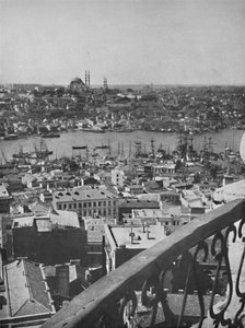 Blick über Konstantinopel mit der Moschee Hagia Sophia, 1913 von Unbekannt