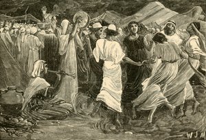 Aaron und die Israeliten beten das Kalb an, 1890 von Unbekannt